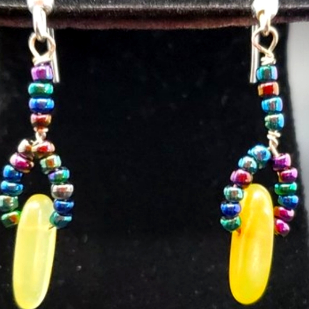 Glass & serpentine earrings ✨️